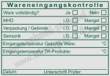 HACCP Kontrollstempel – Wareneingang Temperaturprüfung Sensorik & Mindesthaltbarkeit Grün