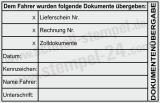 Stempel Dokumentenübergabe Lieferschein Rechnung Zolldokumente Schwarz