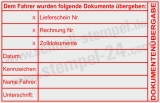 Stempel Dokumentenübergabe Lieferschein Rechnung Zolldokumente Rot
