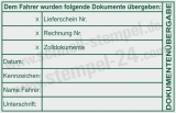 Stempel Dokumentenübergabe Lieferschein Rechnung Zolldokumente Grün