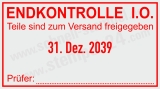 Stempeltext: Endkontrolle – In Ordnung – Teile zum Versand freigegeben Rot