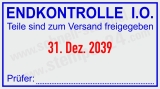 Stempeltext: Endkontrolle – In Ordnung – Teile zum Versand freigegeben Blau/Rot
