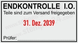 Stempeltext: Endkontrolle – In Ordnung – Teile zum Versand freigegeben Schwarz/Rot