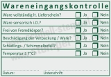 Textstempel – Wareneingangskontrolle, Temperatur & Schädlingsbefall Grün
