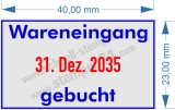 Stempel Wareneingang Datum Gebucht Blau/Rot