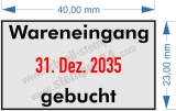 Stempel Wareneingang Datum Gebucht Schwarz/Rot