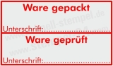 Stempel Ware gepackt / Ware geprüft Rot