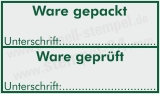 Stempel Ware gepackt / Ware geprüft Grün