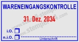 Stempel Wareneingangskontrolle io nio Unterschrift Blau-Rot