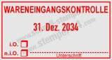 Stempel Wareneingangskontrolle io nio Unterschrift Rot