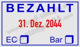 Bezahlt Stempel mit Datum einstellbar EC‑Karte oder Bar Blau / Rot