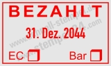 Bezahlt Stempel mit Datum einstellbar EC‑Karte oder Bar Rot
