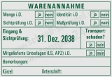 Stempel Warenannahme Sichtprüfung Maßprüfung Grün