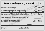 Stempel Wareneingangsprüfung der Gastronomie Haltbarkeit Eingangstemperatur Vollständig Beschädigung Schwarz