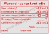 Stempel Wareneingangsprüfung der Gastronomie Haltbarkeit Eingangstemperatur Vollständig Beschädigung Rot