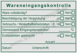 Stempel Wareneingangsprüfung der Gastronomie Haltbarkeit Eingangstemperatur Vollständig Beschädigung Grün