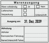 Warenausgangsstempel - Ware vollständig, Lieferschein geprüft, Verpackung & Abholung dokumentiert Schwarz