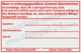 Stempel Ladungssicherung nach § 22 und § 23 StVO Transport erfolgt Rot