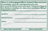 Stempel Ladungssicherung nach § 22 und § 23 StVO Transport erfolgt Grün