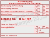 Wareneingangsstempel Werkstoff richtig Rot