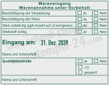 Wareneingangsstempel Werkstoff richtig Grün