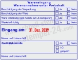 Wareneingangsstempel Werkstoff richtig Blau/Rot