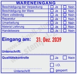 Wareneingangsstempel Handelsware Lieferung geprüft Blau/Rot