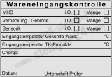 HACCP Kontrollstempel – Wareneingang Temperaturprüfung Sensorik & Mindesthaltbarkeit Schwarz
