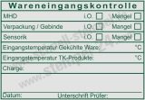 HACCP Kontrollstempel – Wareneingang Temperaturprüfung Sensorik & Mindesthaltbarkeit Grün