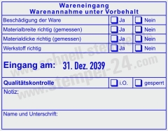 Wareneingangsstempel Werkstoff Materialgröße | 54120