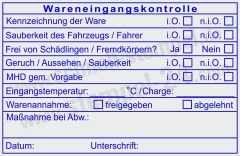 Stempel Warenannahme Lebensmittelkontrolle Charge | 5211