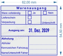 Warenausgangsstempel Ware vollständig Lieferschein Verpackung Abholung Unterschrift Kennzeichen Fahrzeug | 54110