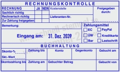 Kontierungsstempel Rechnungskontrolle Zahlungsmittel gebuchter Betrag | 54120