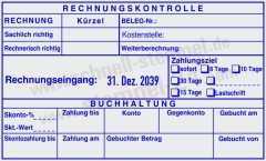 Stempel Rechnungskontrolle Kostenstelle Belegnummer Zahlungsziel | 54120