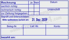 Buchungsstempel Rechnung Geprüft und Unterschrieben zurück | 54120