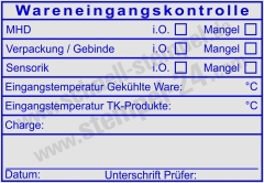 HACCP Kontrollstempel – Wareneingang Temperaturprüfung Sensorik & Mindesthaltbarkeit Charge | 5208
